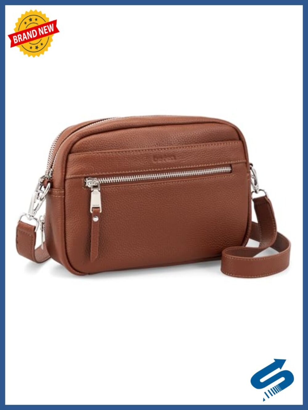 Genuine Leather Crossbody Bag with RFID Wallet